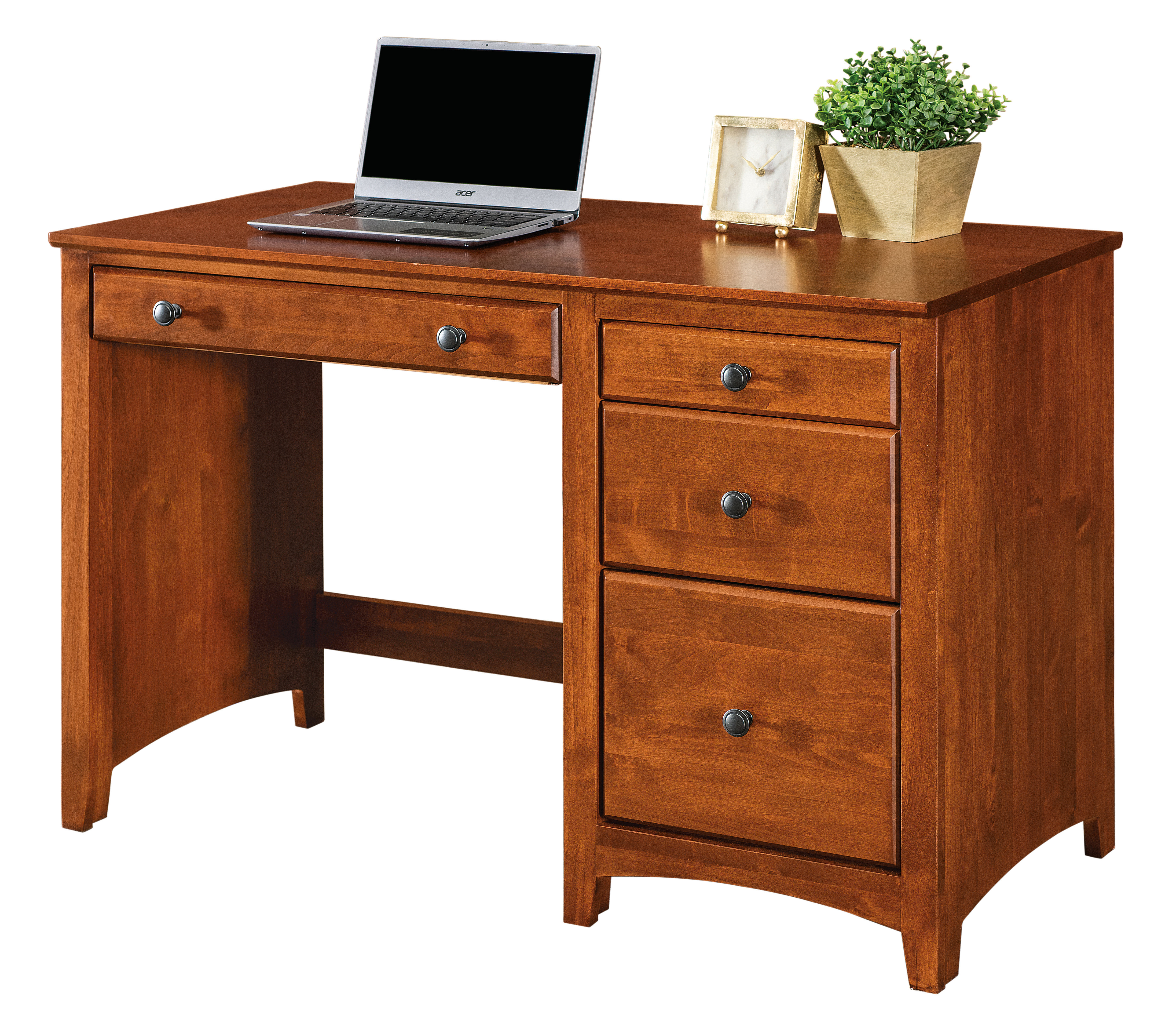 Malani 4 Drawer Solid Wood Desk Foundry Select Color Warm Cherry